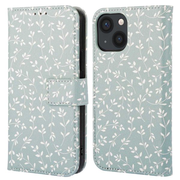 imoshion Design Bookcase iPhone 13 - Smoke Green Flowers