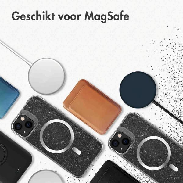 imoshion Clear Glitter Backcover met MagSafe Apple iPhone 13 - Zilver