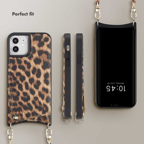 Selencia Nova Phone Case with Cord and Card Holder Apple iPhone 12 (Pro) - Leopard