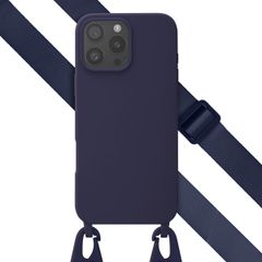 Selencia Siliconen hoesje met afneembaar koord Apple iPhone 16 Pro Max - Donkerblauw