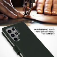 Selencia Echt Leren Bookcase Samsung Galaxy S24 Ultra - Groen