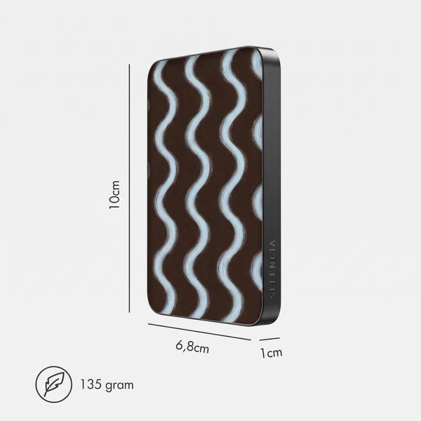 Selencia Vivid Powerbank 5.000 mAh - Draadloze Powerbank - MagSafe en Qi - Black / Wavy Baby Choco