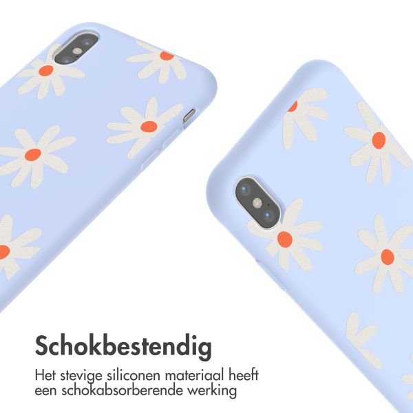 imoshion Siliconen design hoesje met koord Apple iPhone X / Xs - Lila Flower Distance