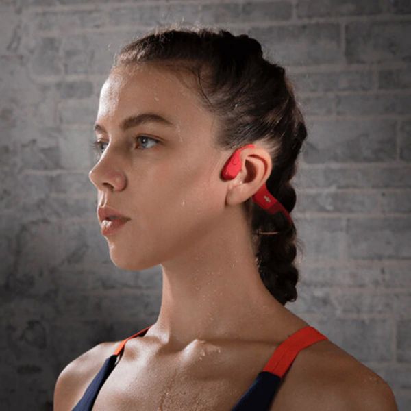 Shokz OpenRun - Standaard maat - Open-Ear draadloze oordopjes - Bone conduction - Red