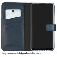 Selencia Echt Leren Bookcase Samsung Galaxy A35 - Donkerblauw