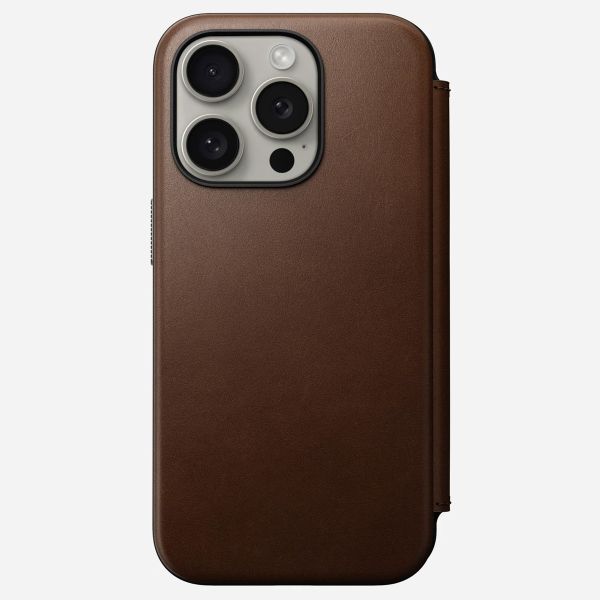 Nomad Modern Leather FolioBookcase Apple iPhone 15 Pro - Bruin