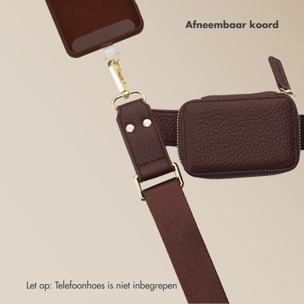 Selencia Telefoonkoord met Klein Tasje - Mocha Brown