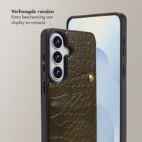 Selencia Nova Croco Telefoonhoes met Koord en Pashouder Samsung Galaxy S26 - Dark Olive