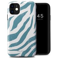 Selencia Vivid Tough Backcover iPhone 11 - Colorful Zebra Pine Blue