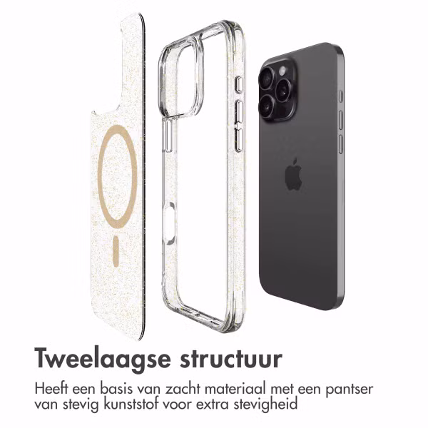 imoshion Clear Glitter Backcover met MagSafe Apple iPhone 16 Pro - Goud