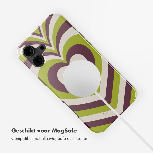 Selencia Vivid Tough Backcover met MagSafe iPhone 16 - Double Hearts Plum Fern