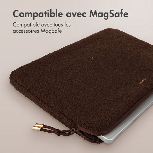 Selencia Teddy Laptop hoes 13-14 inch - Laptopsleeve - Choco Brown