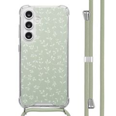 imoshion Design hoesje met koord Samsung Galaxy S24 FE - Smoke Green Flowers
