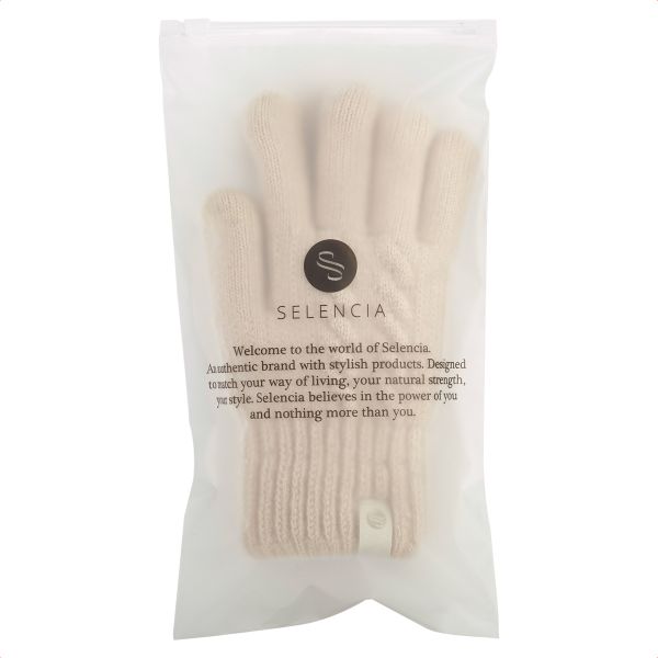 Selencia Wol Look Touchscreen Handschoenen - Vrouwen - Maat M - Beige