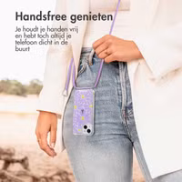 imoshion Design hoesje met koord Apple iPhone 13 - Tropical Violet Flowers Connect