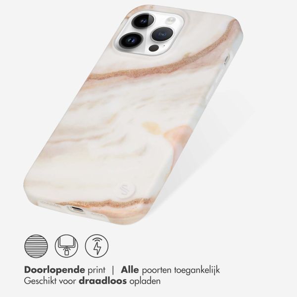 Selencia Aurora Fashion Backcover iPhone 14 Pro Max - Duurzaam hoesje - 100% gerecycled - Wit Marmer