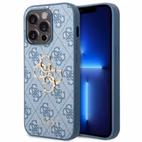 Guess 4G Metal Logo Backcover Apple iPhone 14 Pro Max - Blauw
