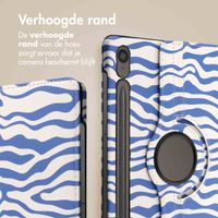 imoshion 360° Draaibare Design Bookcase Samsung Galaxy Tab S10 Lite / S10 FE / S9 FE - White Blue Stripes