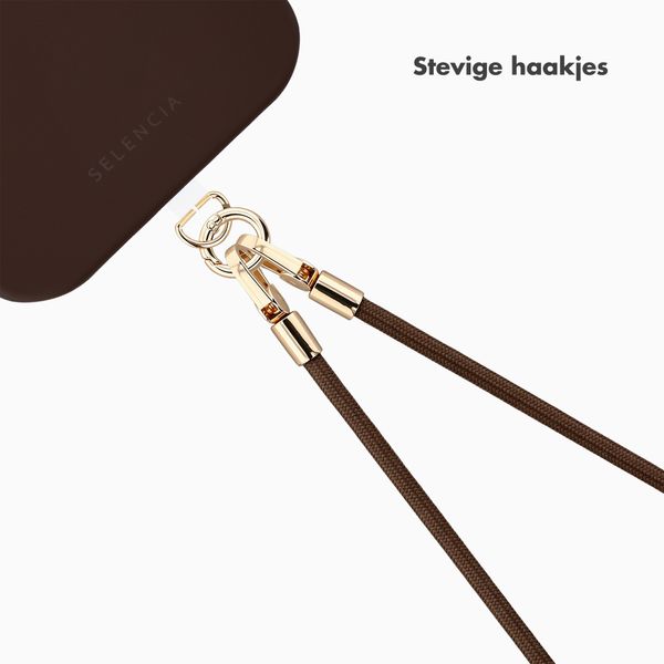 Selencia Universeel Telefoonkoord met 2 haken - verstelbaar - Choco Brown