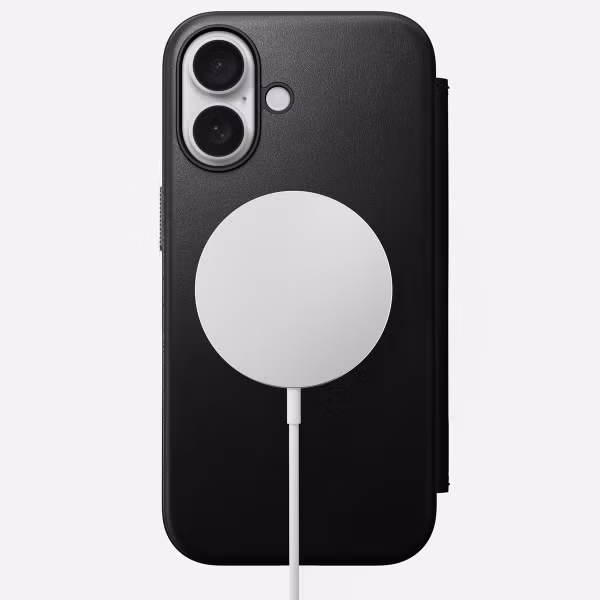 Nomad Modern Leather FolioBookcase Apple iPhone 16 - Zwart
