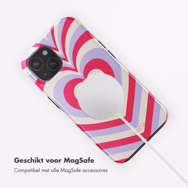 Selencia Vivid Backcover met MagSafe Apple iPhone 15 - Double Hearts Rubine Red Lilac