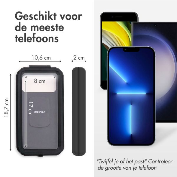 imoshion Premium telefoonhouder fiets - Spatwaterdicht - Universeel - 360 graden draaibaar - Stevige behuizing - Zwart