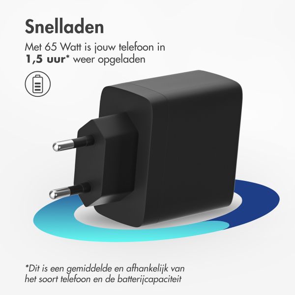 imoshion Wall Charger 65 Watt | 2x USB-C + 1x USB-A - Zwart