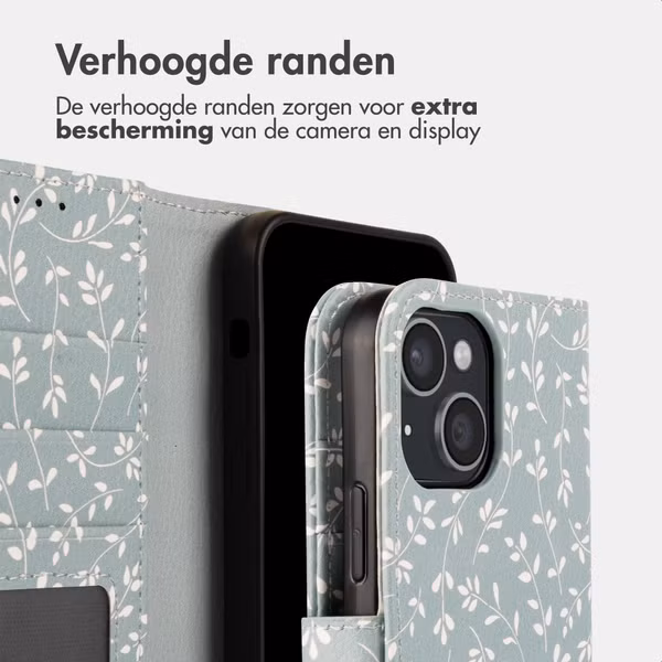 imoshion Design Bookcase Apple iPhone 15 - Smoke Green Flowers