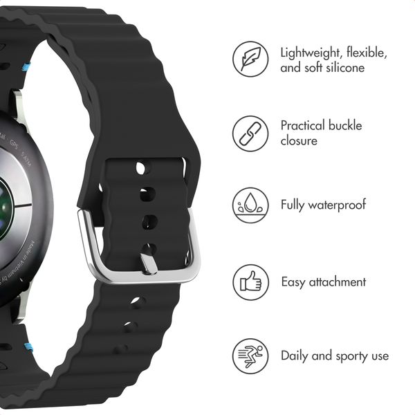 imoshion Wave Silicone Band Samsung Galaxy Watch 4 / 5 / 6 / 7 / FE (20 mm) - Black