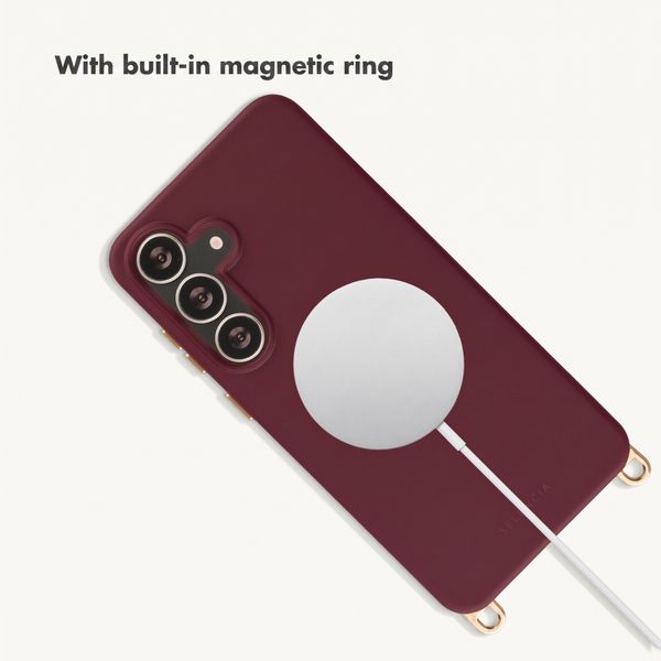 Selencia Rivièra MagSafe Case with detachable hooks Samsung Galaxy S25 FE - Bold Burgundy
