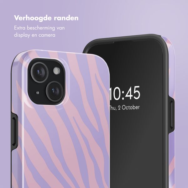 Selencia Vivid Tough Backcover met MagSafe iPhone 15 - Zebra Light Pink Lilac