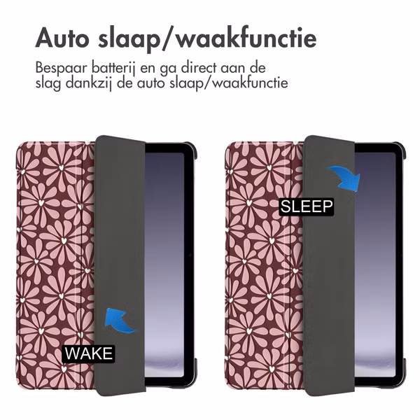 imoshion Design Trifold Bookcase Samsung Galaxy Tab A11 Plus / A9 Plus - Bloom Love Blush