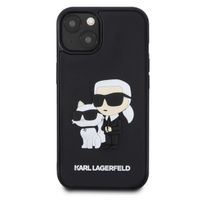 Karl Lagerfeld Karl & Choupette 3D Rubber Hardcase Backcover iPhone 15 - Zwart