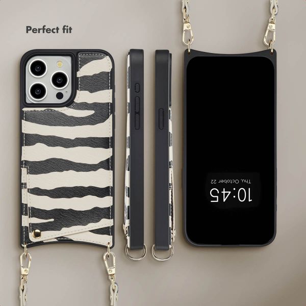 Selencia Nova Phone Case with Cord and Card Holder Apple iPhone 15 Pro Max - Zazzy Zebra