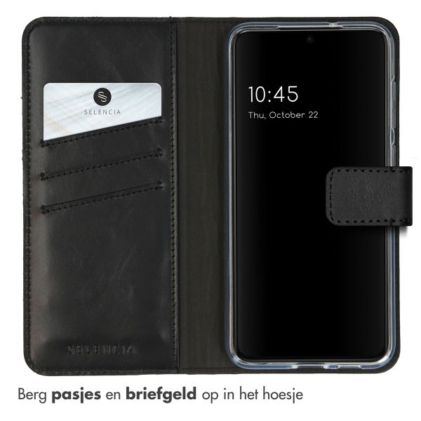 Selencia Echt Leren Bookcase Samsung Galaxy S23 - Zwart