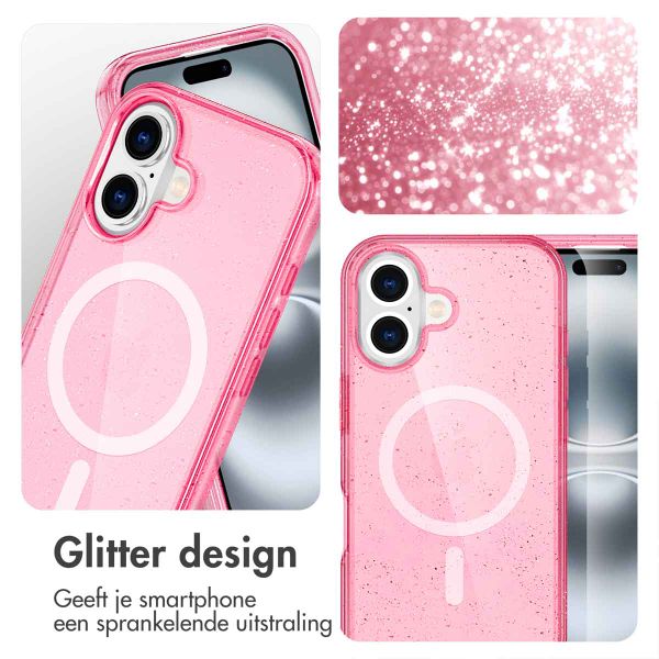imoshion Sparkle Backcover met MagSafe Apple iPhone 16 - Glitter Roze
