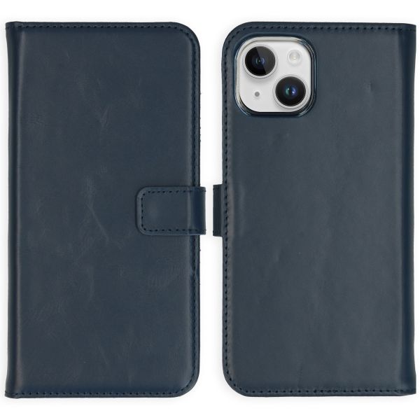 Selencia Echt Lederen Bookcase iPhone 15 Plus - Blauw