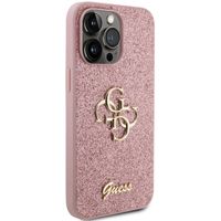 Guess 4G Metal Logo Glitter Backcover Apple iPhone 15 Pro Max - Roze