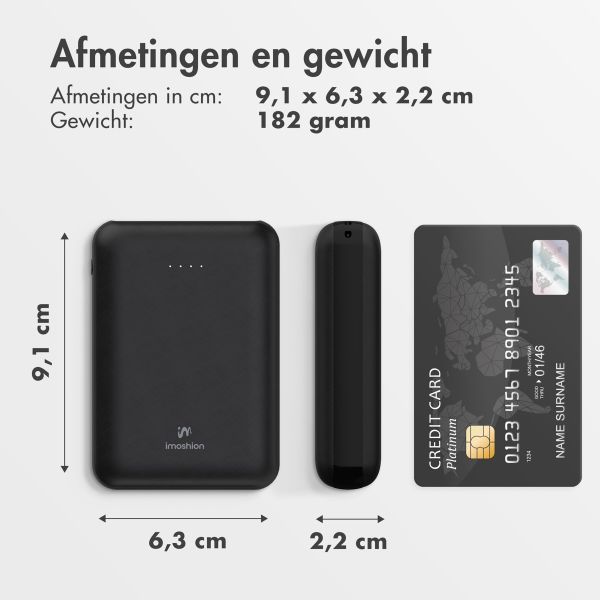 imoshion Compact Powerbank 10.000 mAh - Zwart