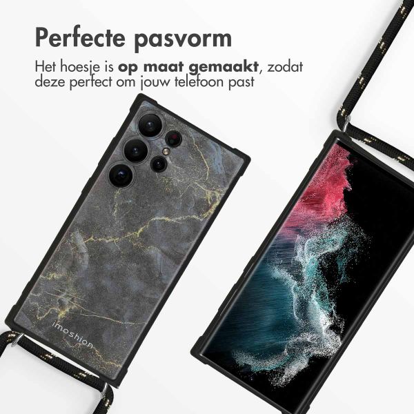 imoshion Design hoesje met koord Samsung Galaxy S23 Ultra - Black Marble