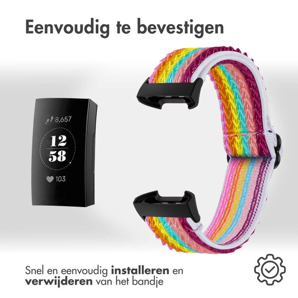 imoshion Elastisch nylon bandje Fitbit Charge 3 / 4 - Rainbow