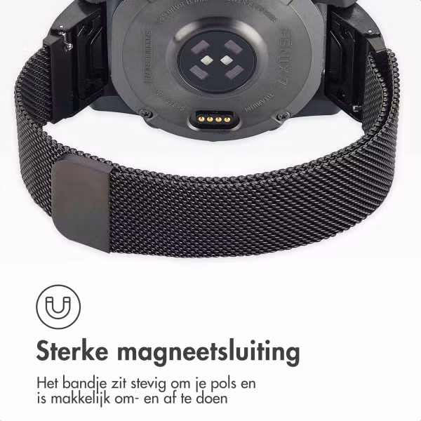 imoshion QuickFit® Milanees bandje Garmin Watch | 22 mm aansluiting - Zwart