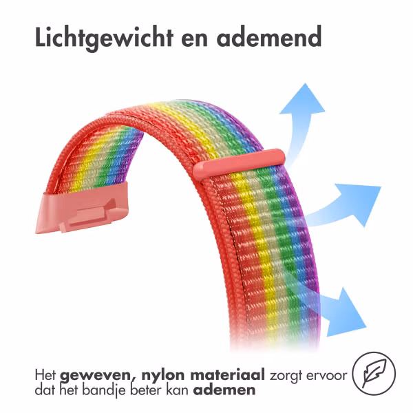 imoshion Nylon bandje Fitbit Charge 5 - Maat L - Rainbow