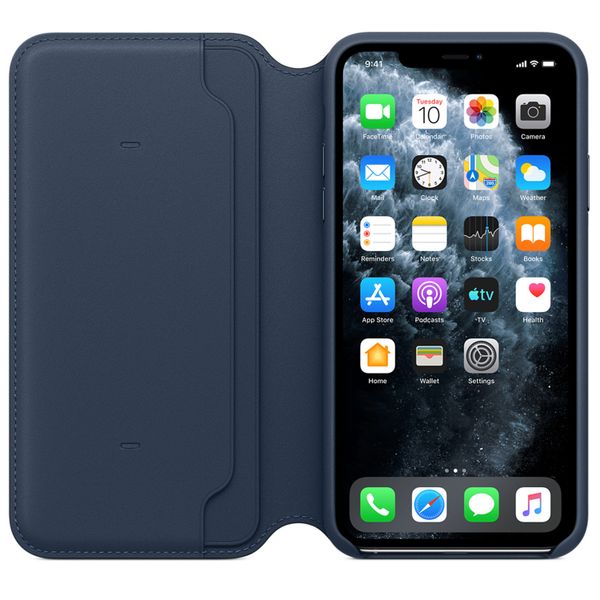 Apple Leather Folio Bookcase Apple iPhone 11 Pro Max - Deep Sea Blue