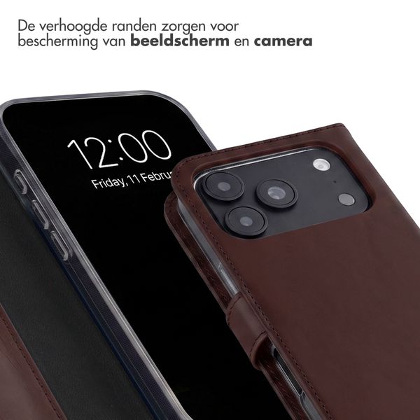 Selencia Echt Leren Bookcase Apple iPhone 18 Pro Max / 17 Pro Max - Bruin