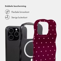 Selencia Vivid Wavy Backcover met MagSafe Apple iPhone 15 Pro - Happy Dots Burgundy