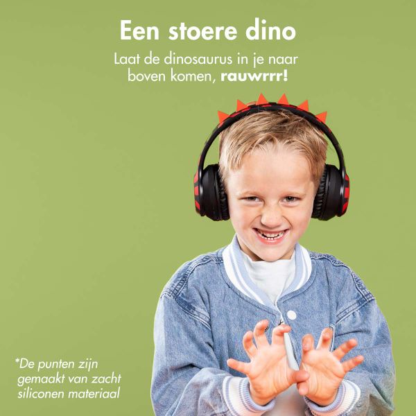 imoshion Draadloze Kinderkoptelefoon Dino LED Light - Decibelbegrenzer - Met AUX kabel - Black / Red