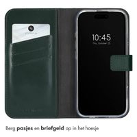 Selencia Echt Leren Bookcase Apple iPhone 16 Pro - Groen