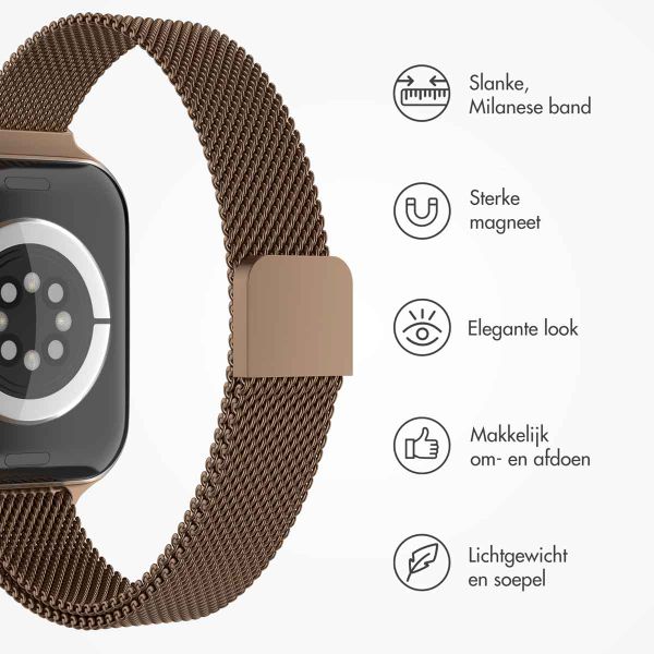 imoshion Slim Milanees bandje Apple Watch Series 1 t/m 9 / SE (38/40/41 mm) | Series 10 / 11 (42 mm) - Bruin