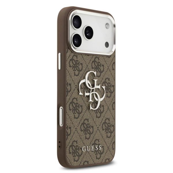 Guess 4G Metal Logo Backcover Apple iPhone 17 Pro Max - Silver Edge - Brown